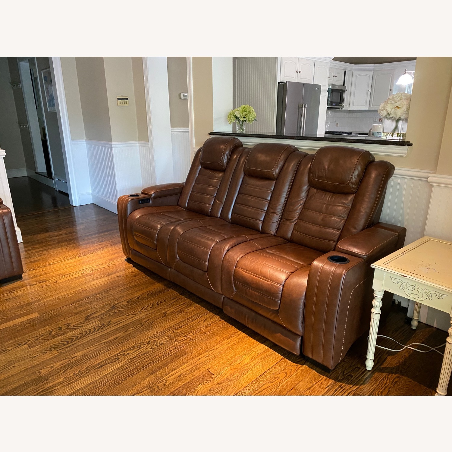 Ashley Leather Massage Reclining Sofa - image-2