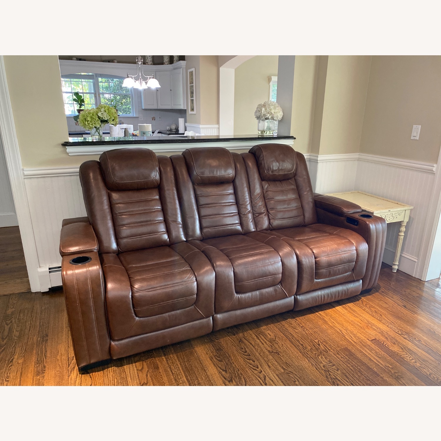 Ashley Leather Massage Reclining Sofa - image-4