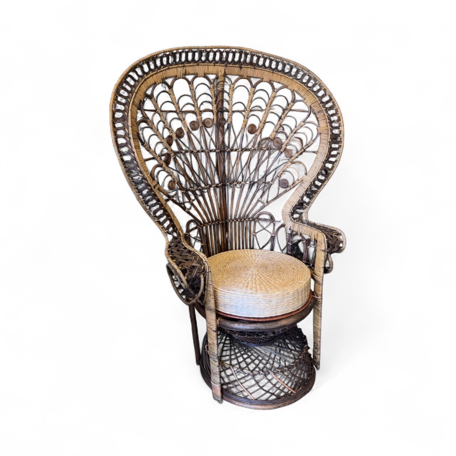 Vintage 1960’s Woven Wicker Peacock Chair - image-1