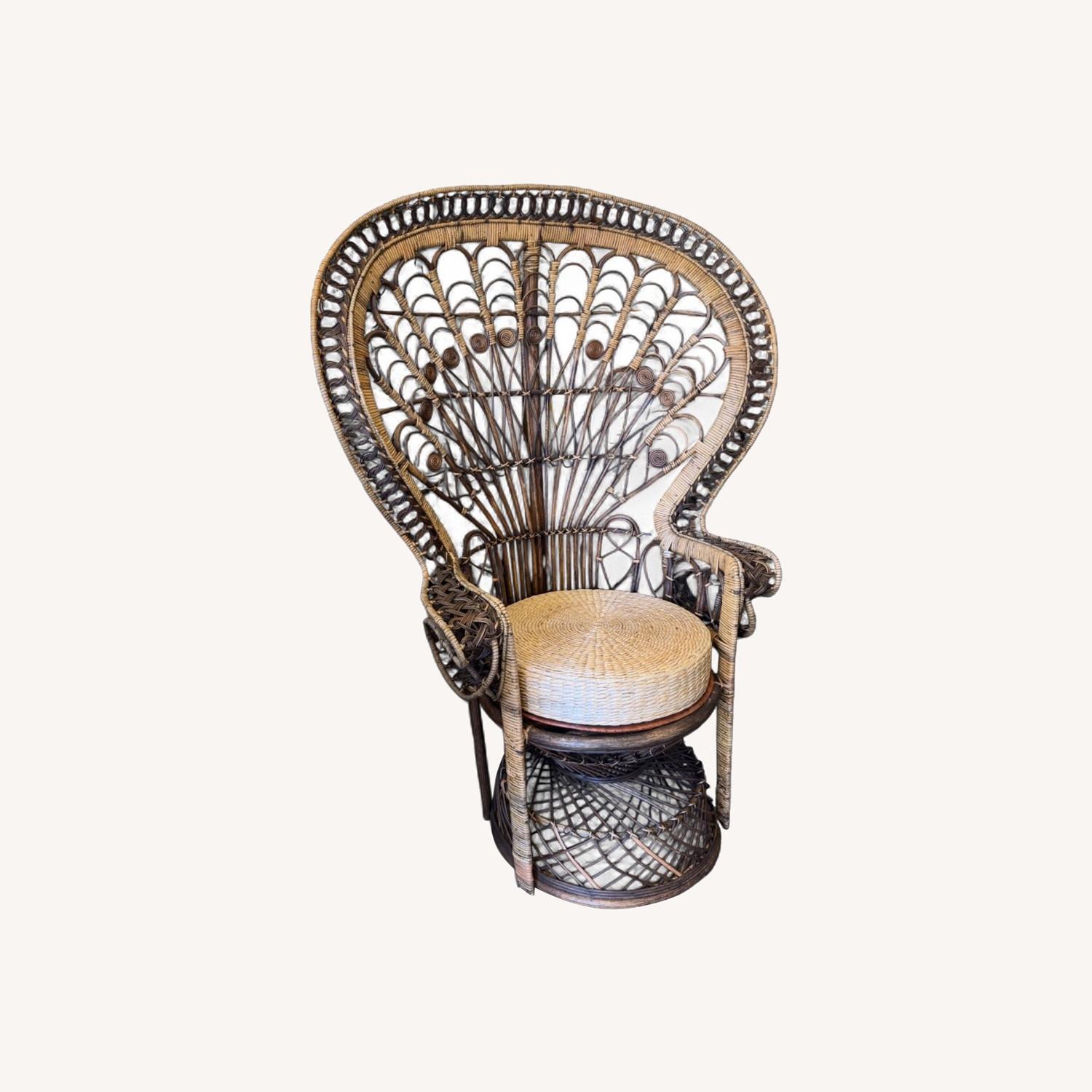 Vintage 1960’s Woven Wicker Peacock Chair - image-0