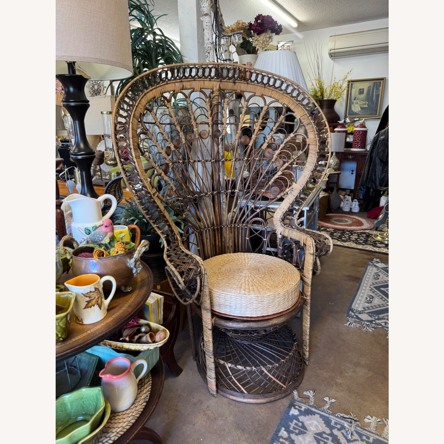 Vintage 1960’s Woven Wicker Peacock Chair - image-2