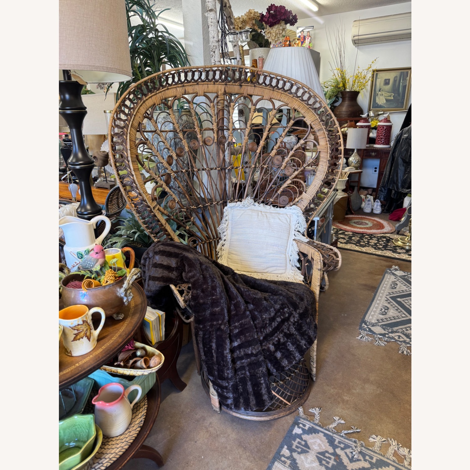 Vintage 1960’s Woven Wicker Peacock Chair - image-3