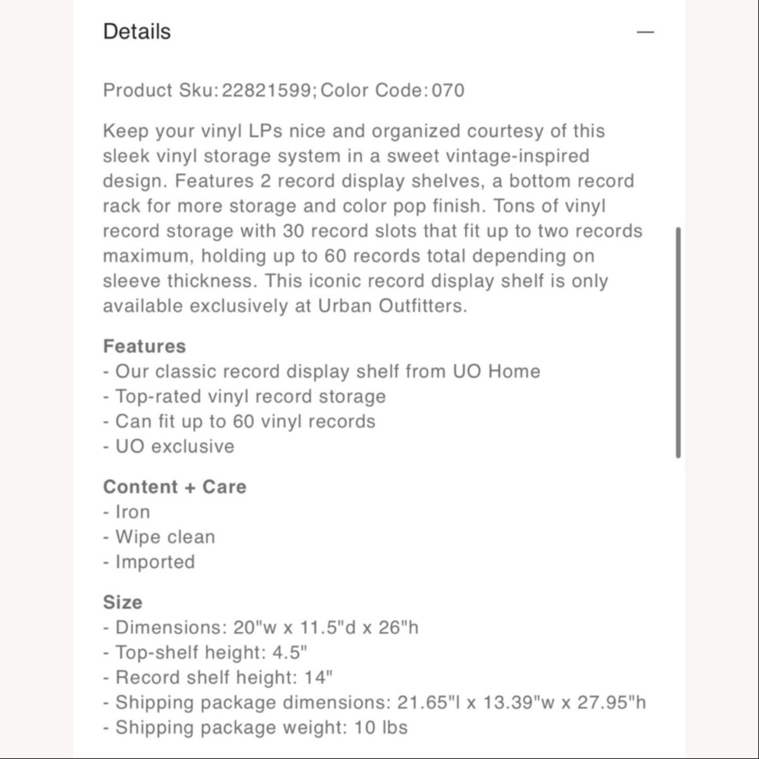 Urban Outfitters Vinyl Record Storage Shelf - image-16