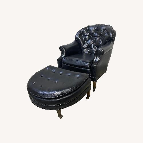 Used Mid Century Black Tufted Chair & Ottoman for sale on AptDeco