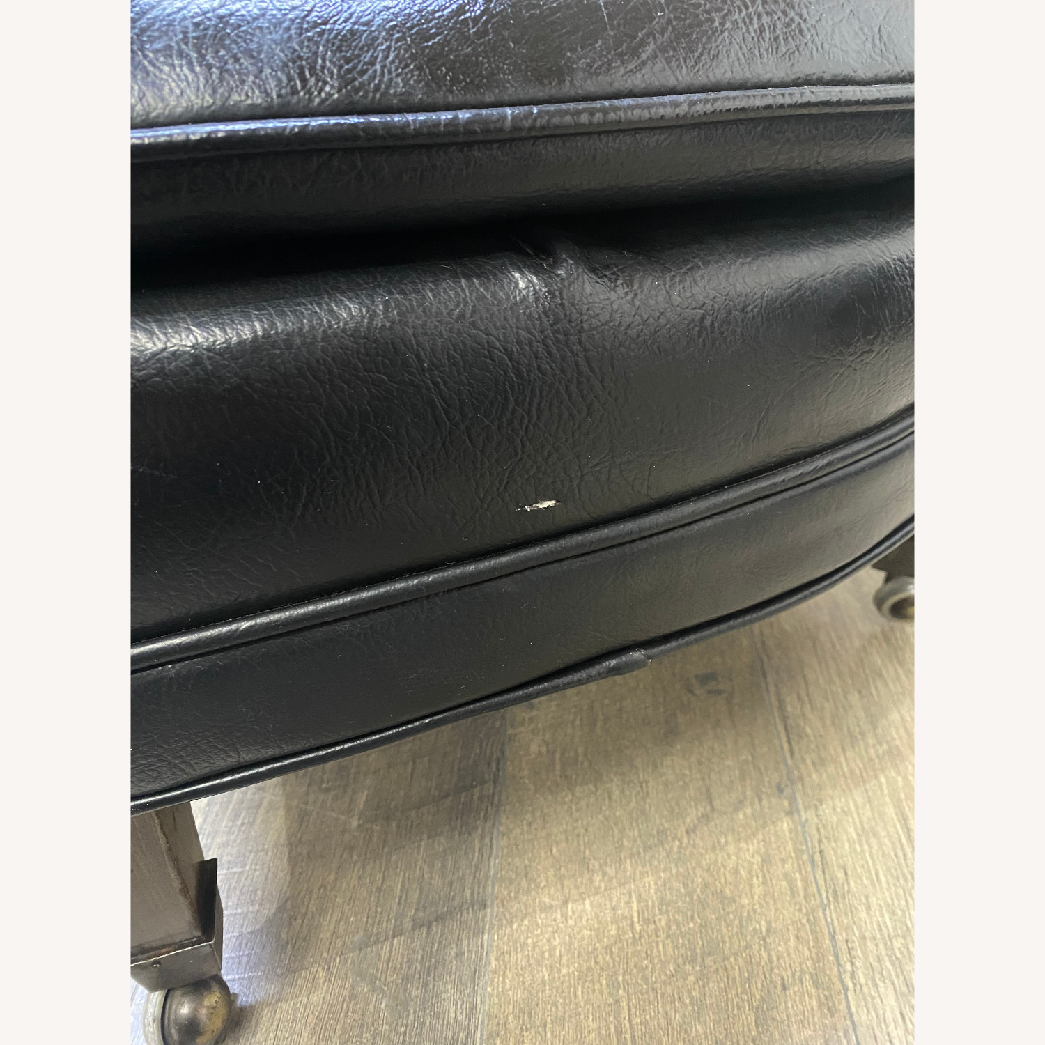 Mid Century Black Tufted Chair & Ottoman - image-8