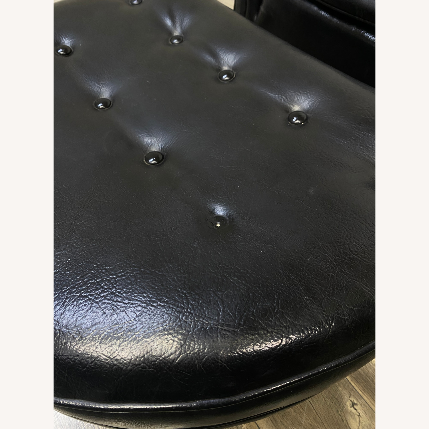 Mid Century Black Tufted Chair & Ottoman - image-12