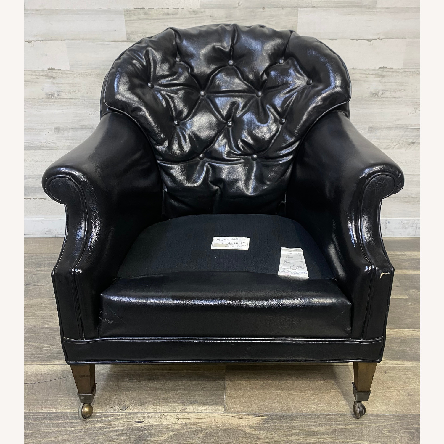 Mid Century Black Tufted Chair & Ottoman - image-5