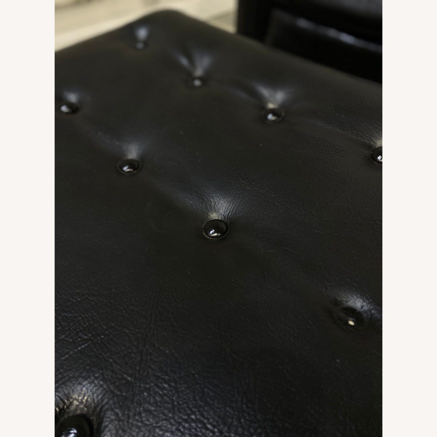 Mid Century Black Tufted Chair & Ottoman - image-6