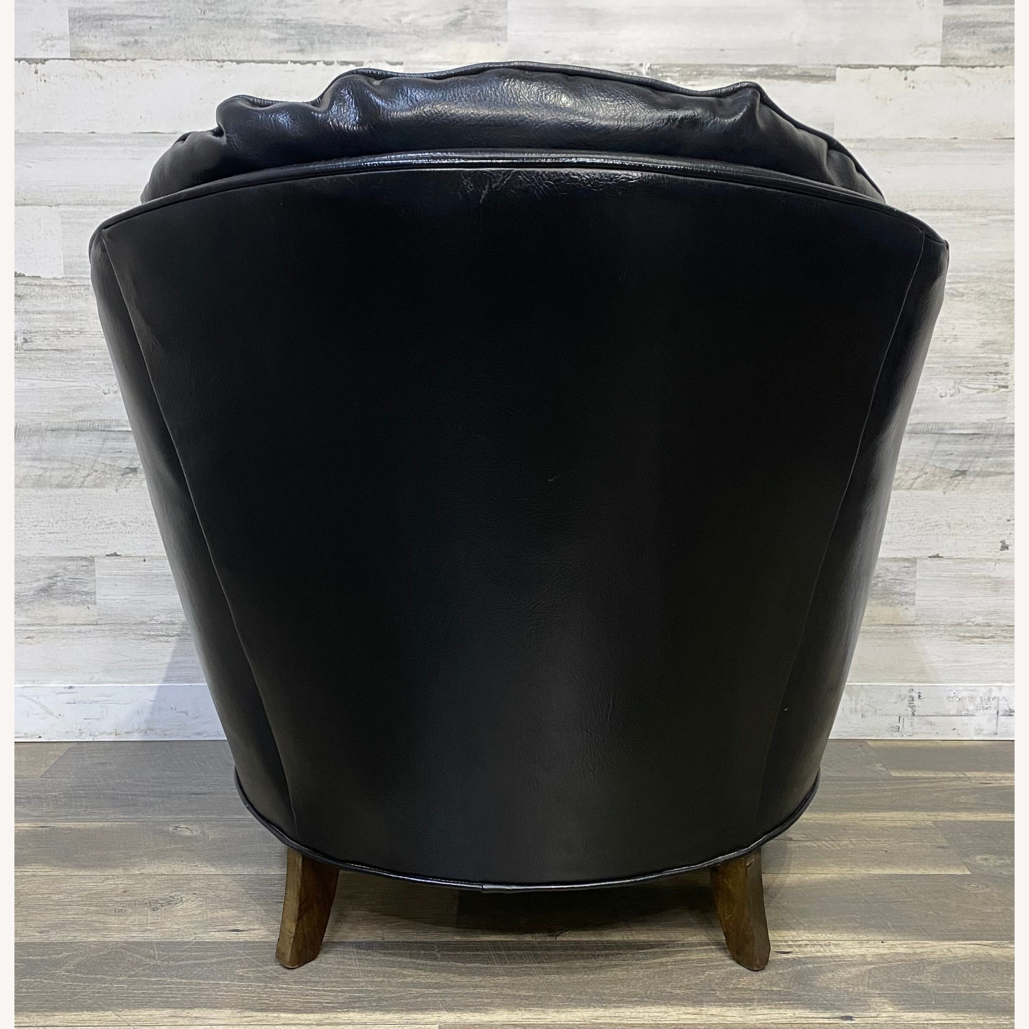 Mid Century Black Tufted Chair & Ottoman - image-2