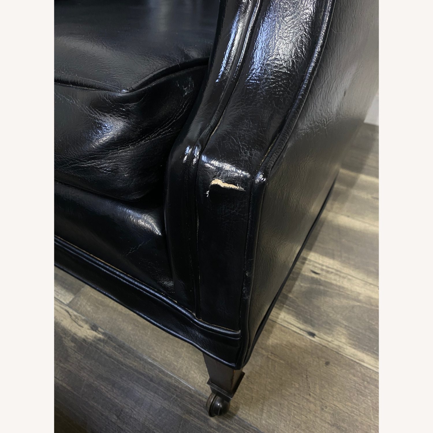 Mid Century Black Tufted Chair & Ottoman - image-9