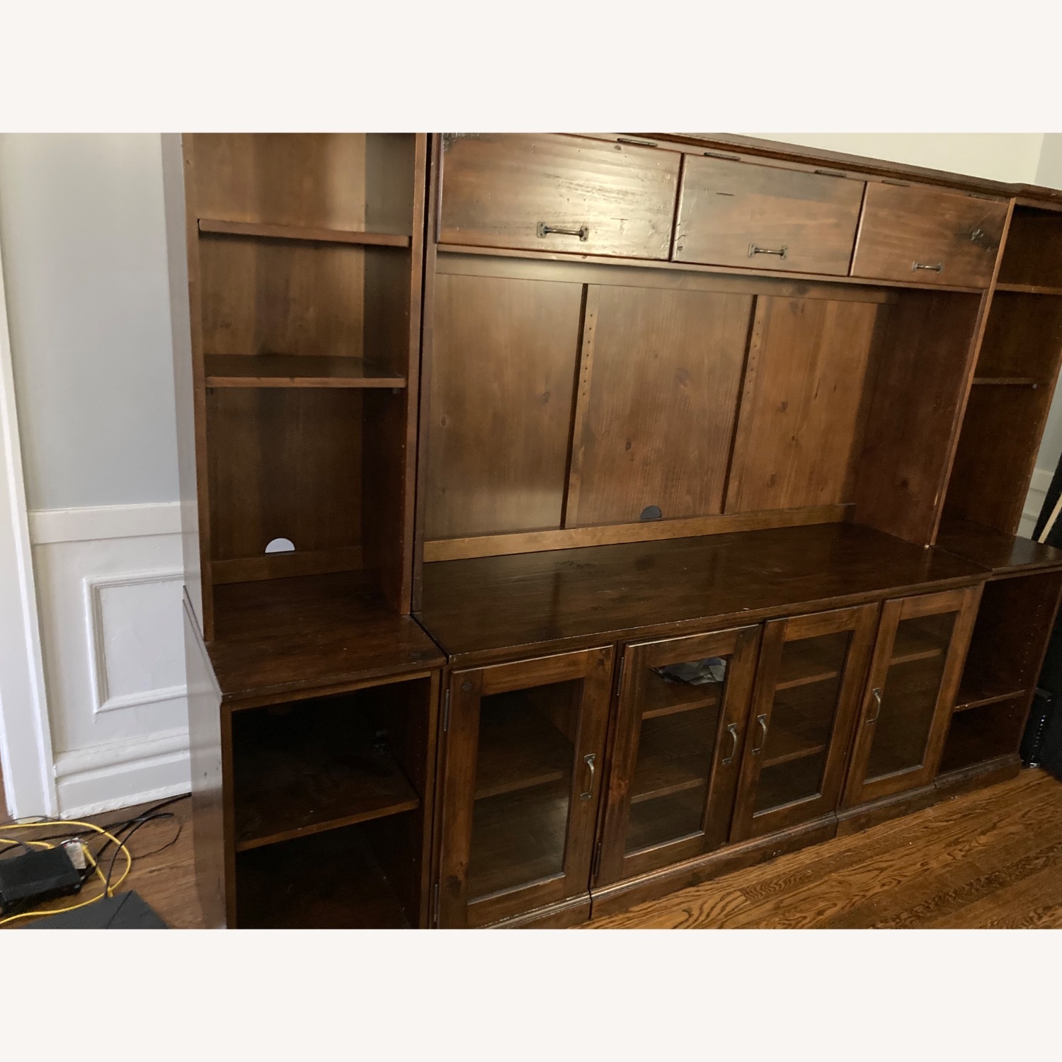 Pottery Barn Dark Brown Wood Wall Unit - image-9