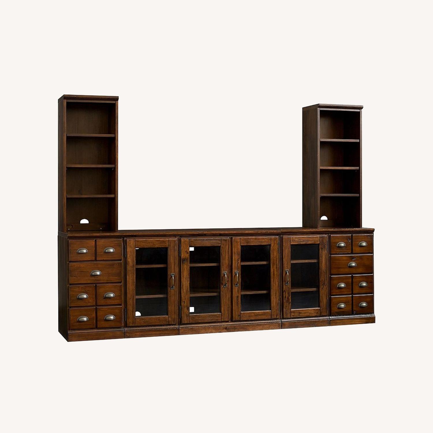 Pottery Barn Dark Brown Wood Wall Unit - image-0