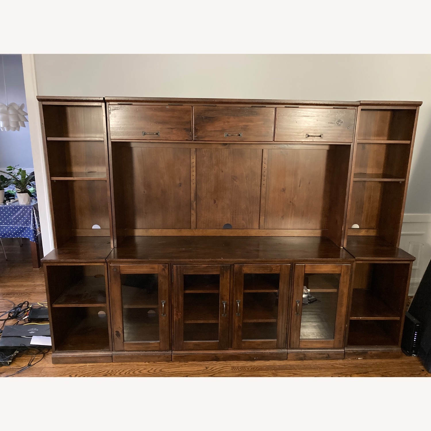 Pottery Barn Dark Brown Wood Wall Unit - image-1