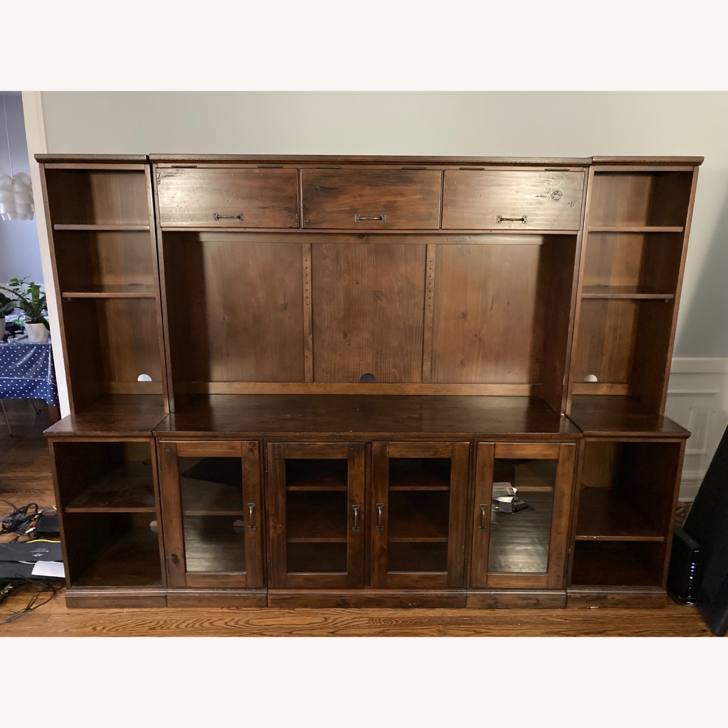 Pottery Barn Dark Brown Wood Wall Unit - image-7