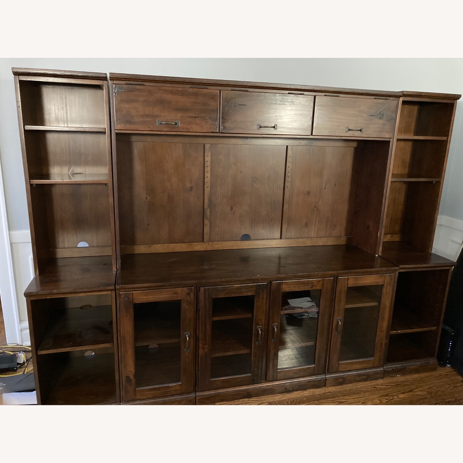 Pottery Barn Dark Brown Wood Wall Unit - image-10