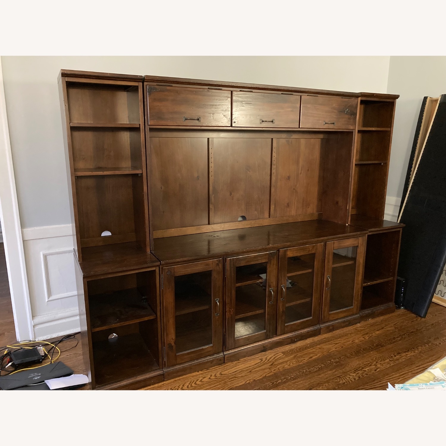 Pottery Barn Dark Brown Wood Wall Unit - image-2
