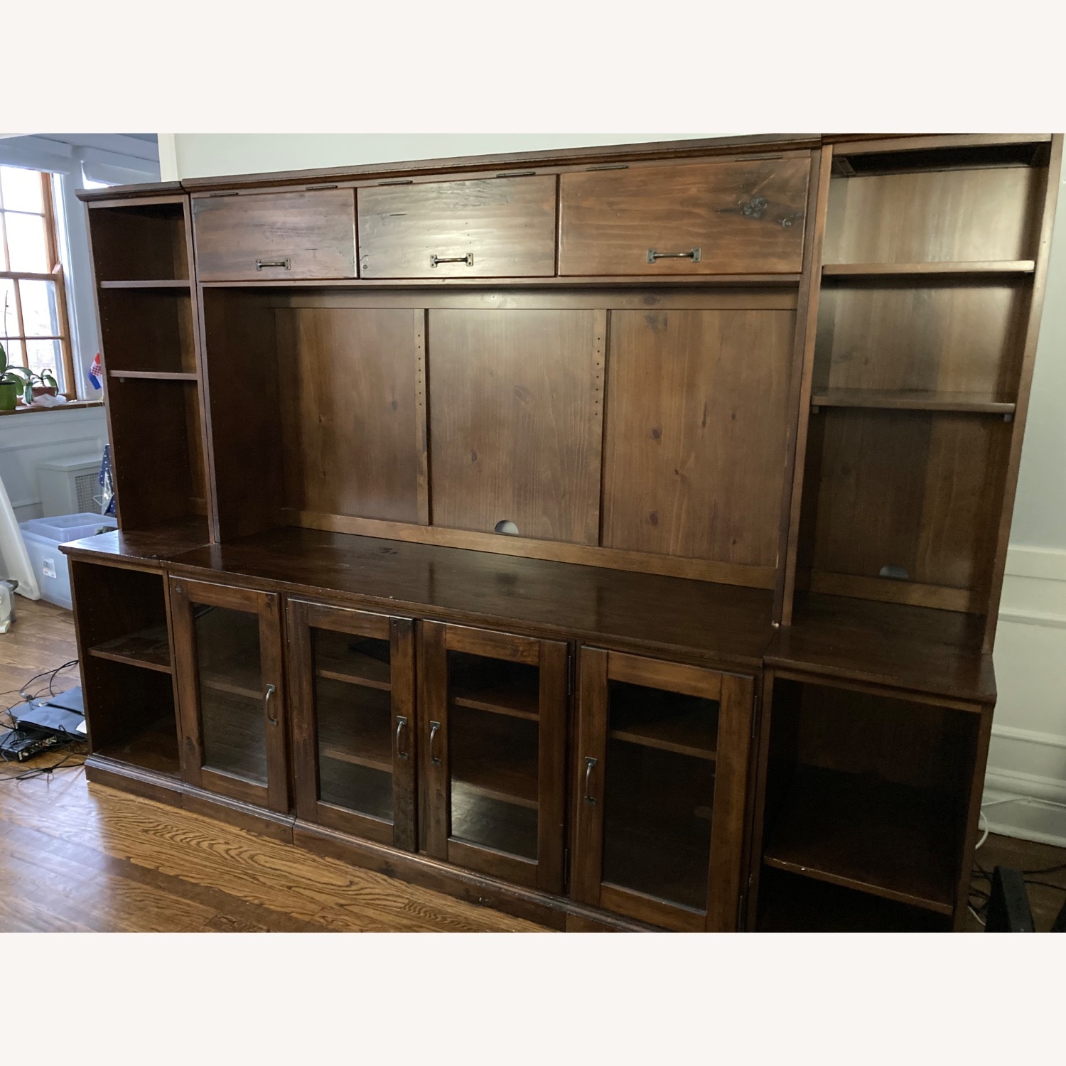 Pottery Barn Dark Brown Wood Wall Unit - image-3