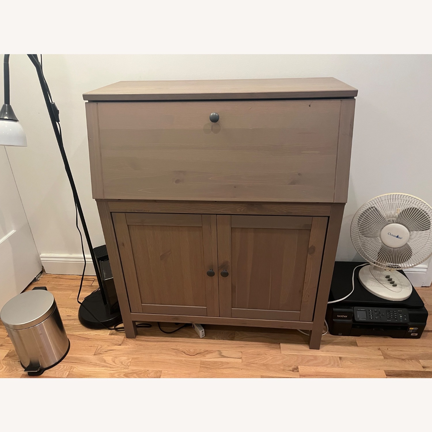 IKEA HEMNES Light Gray Wood Desk - image-2