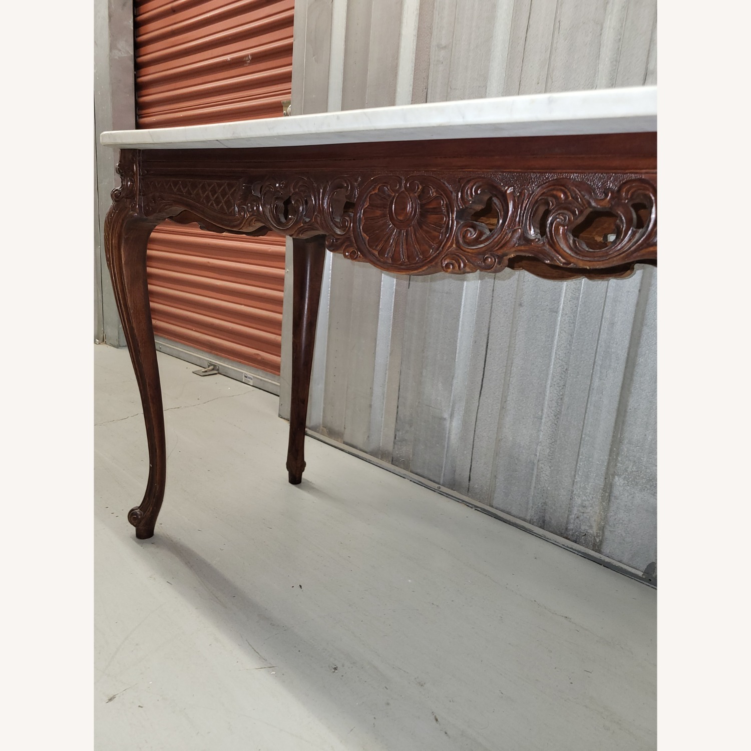 Antique Carved Walnut and Marble Table - image-4