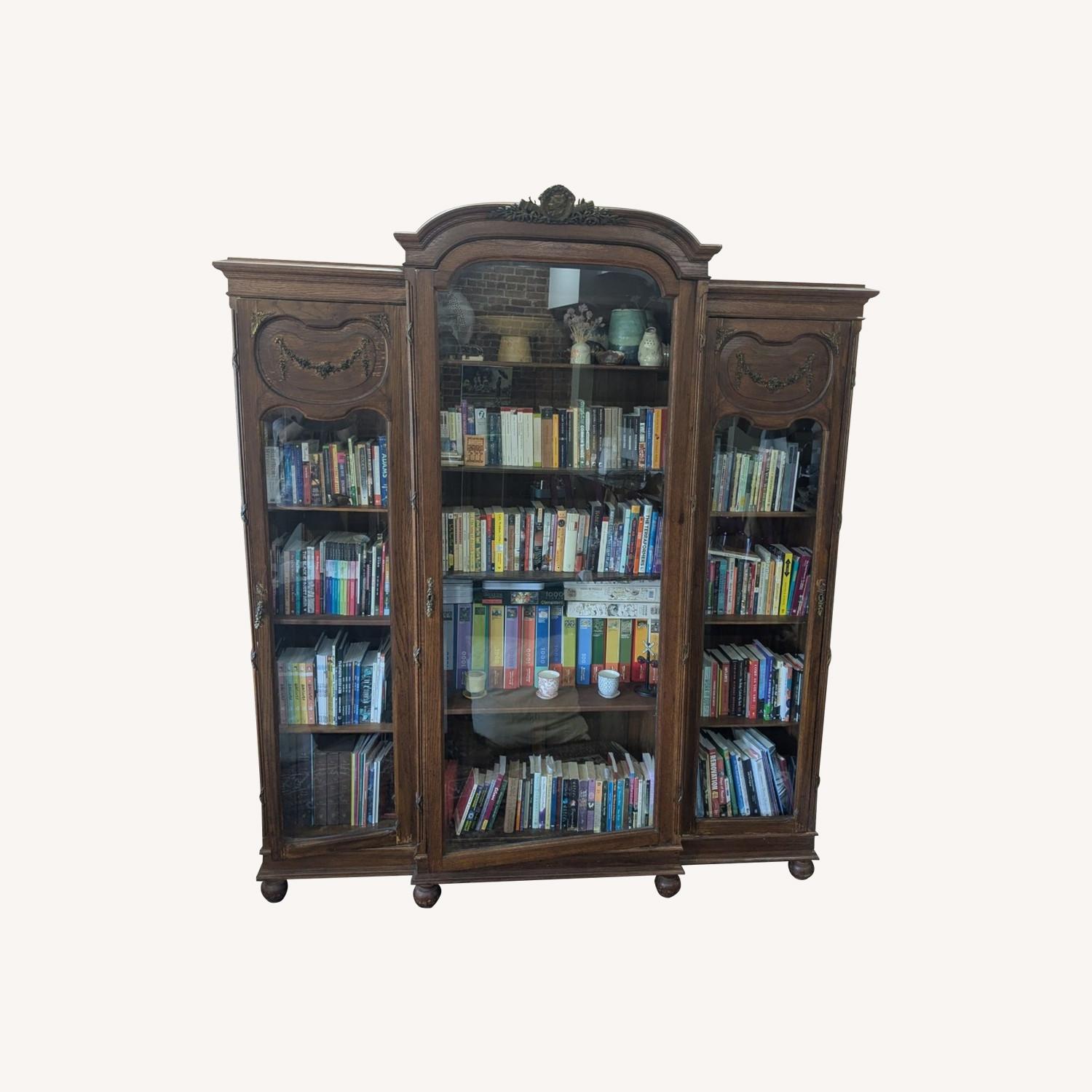 Antique Art Deco Bookcase with Bronze Details - image-0
