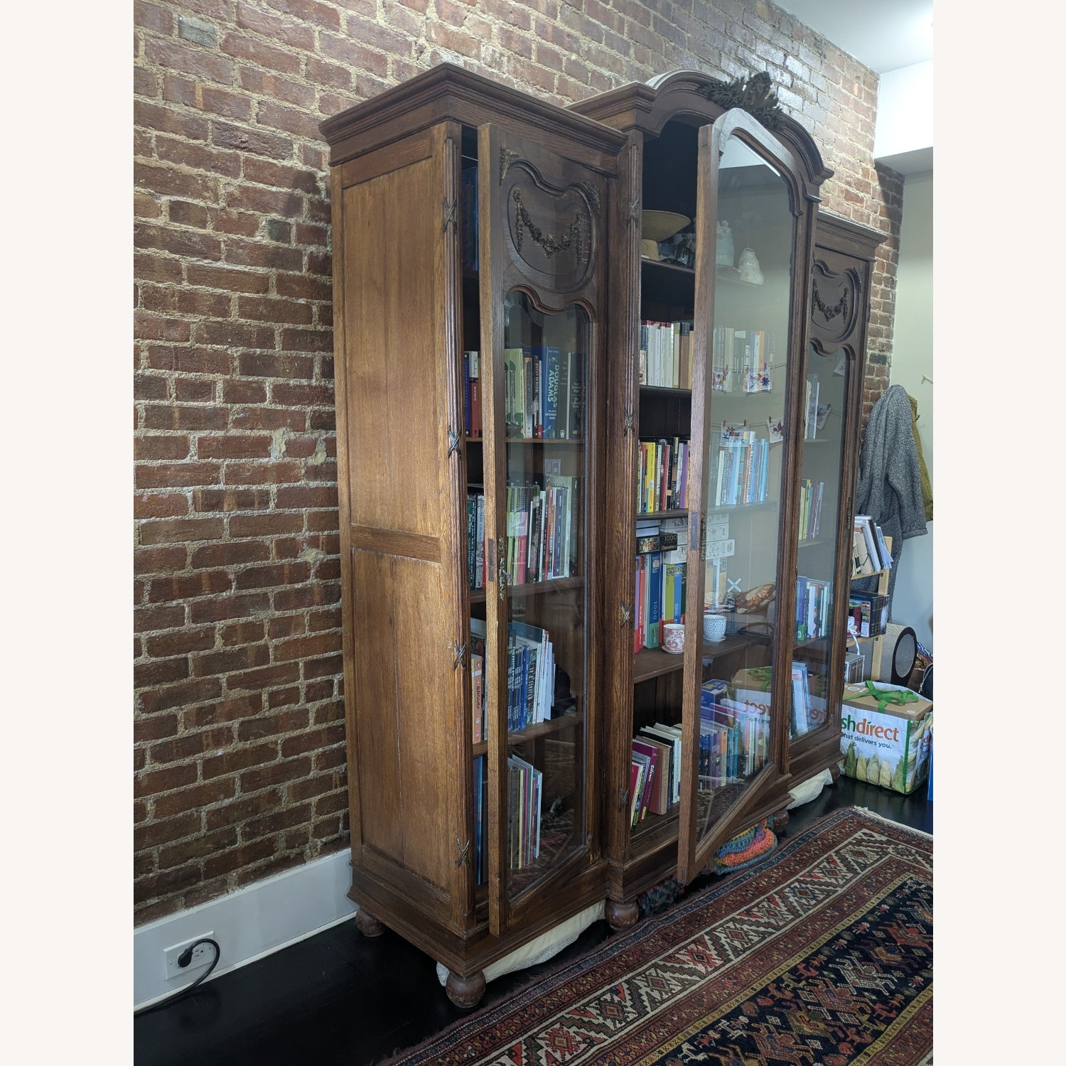 Antique Art Deco Bookcase with Bronze Details - image-2