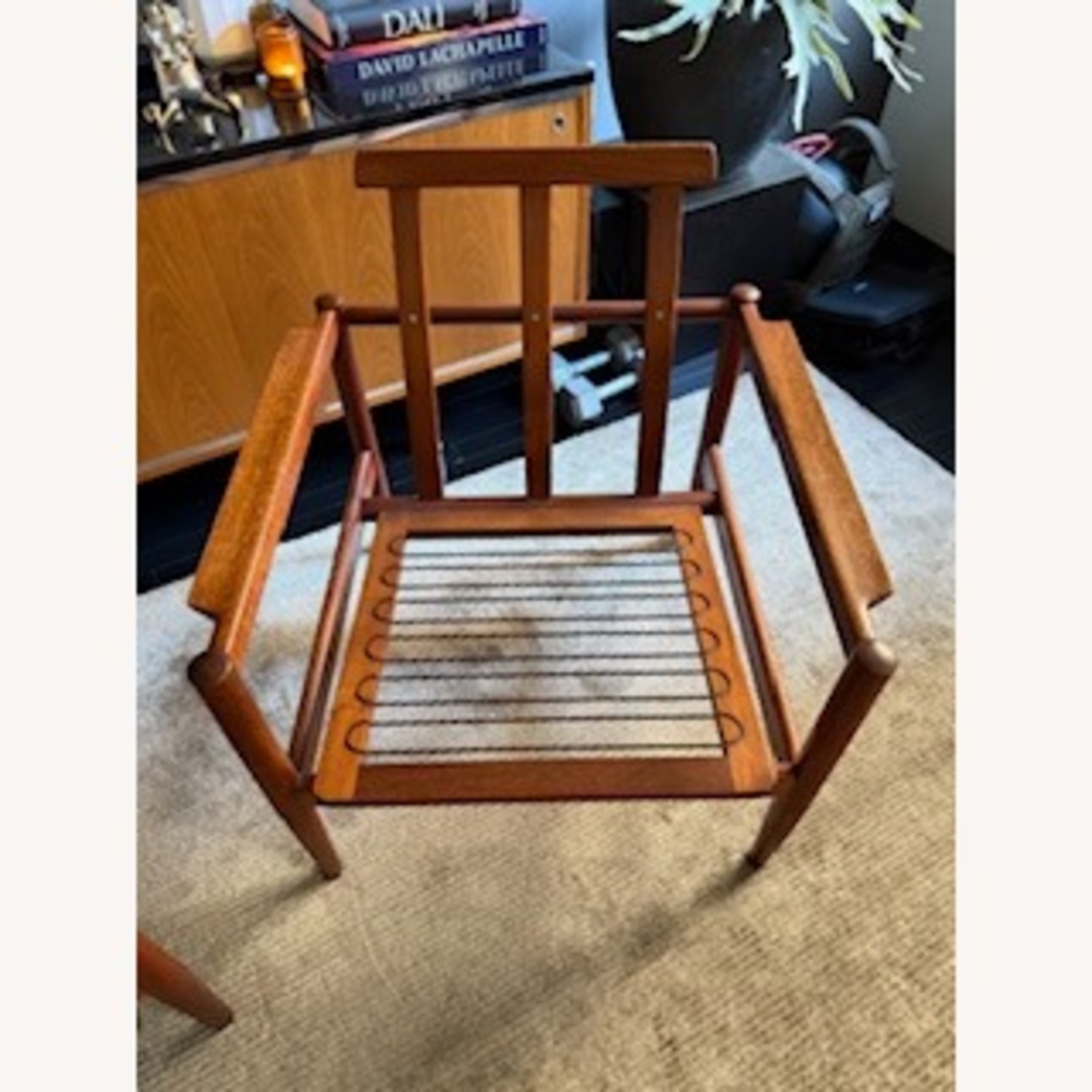 Italian Rosewood Black Vinyl Armchairs - image-5