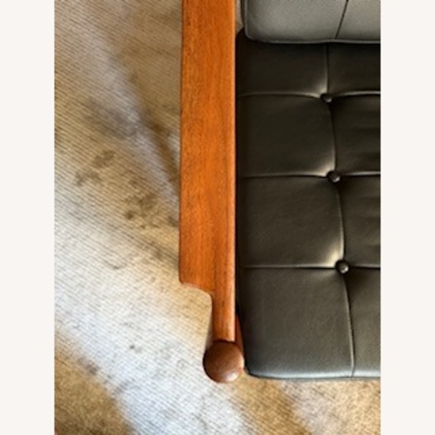 Italian Rosewood Black Vinyl Armchairs - image-3