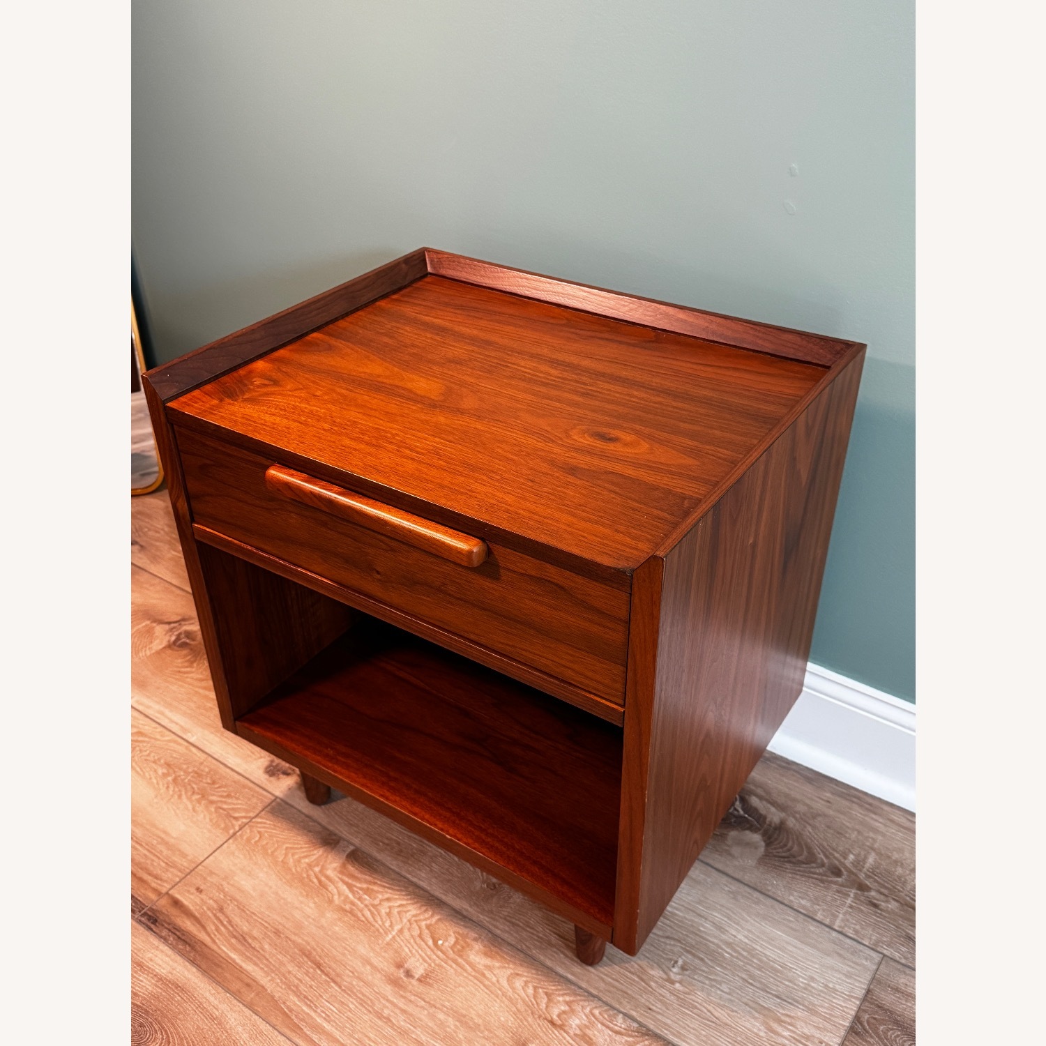  Crate & Barrel Tate 23" Walnut Nightstand - Pair  - image-1