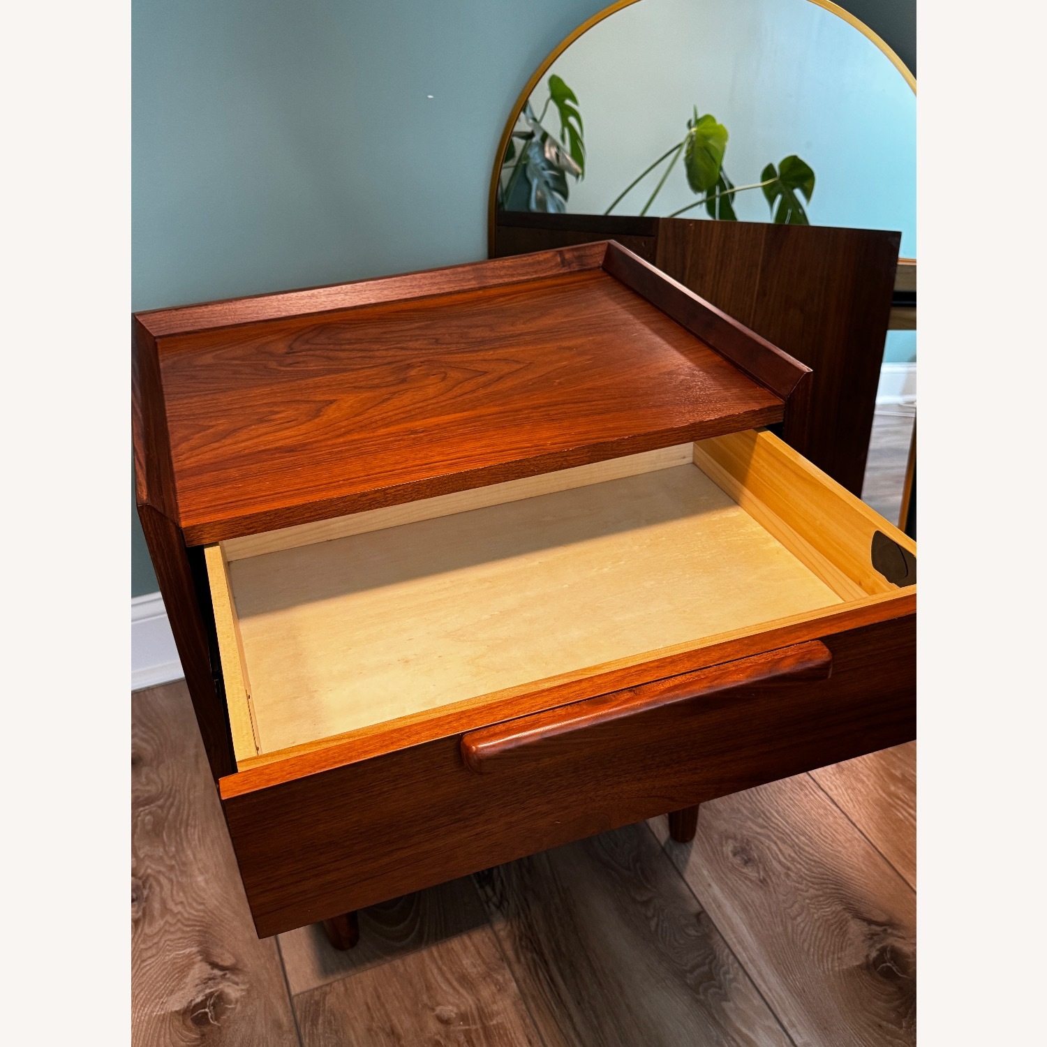  Crate & Barrel Tate 23" Walnut Nightstand - Pair  - image-8