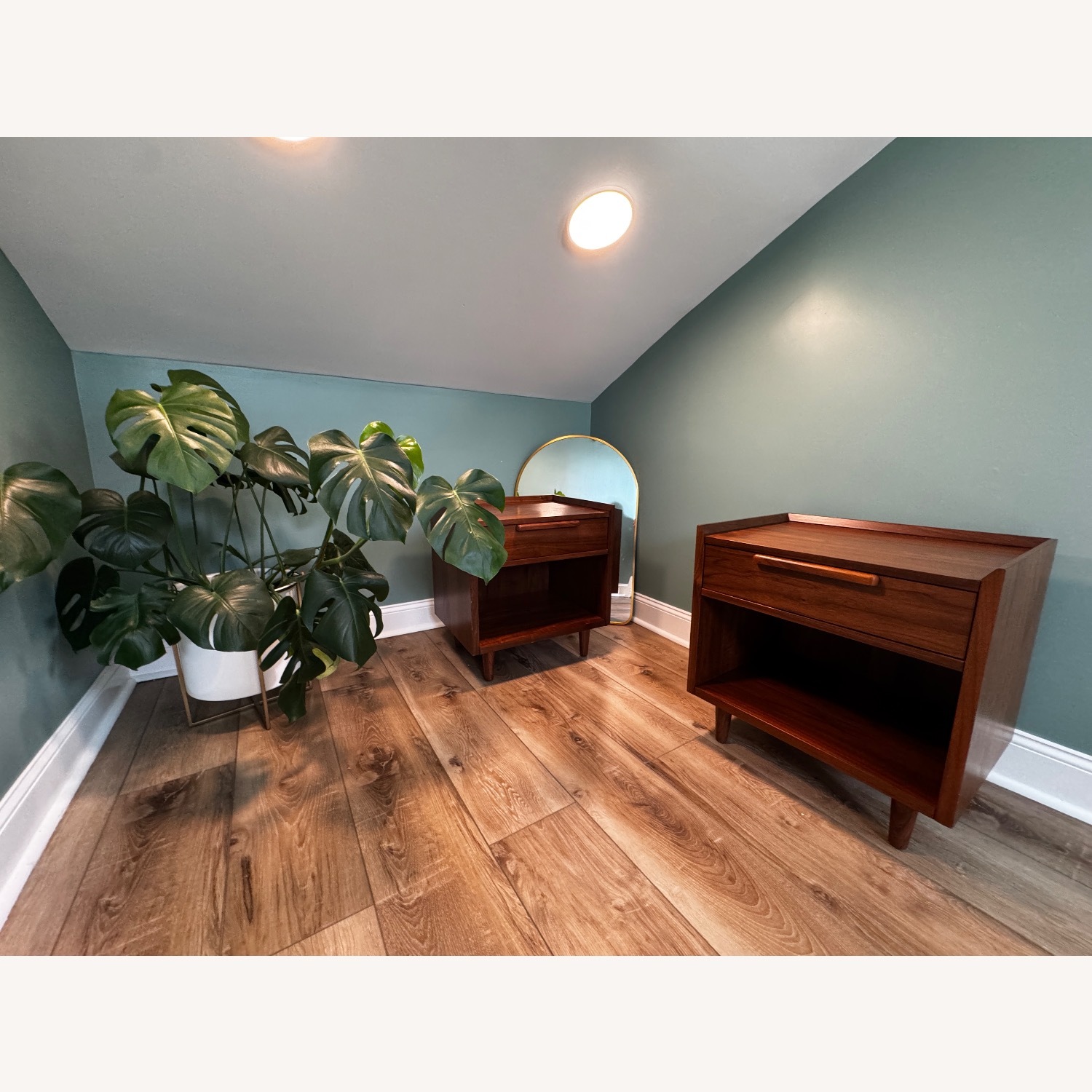  Crate & Barrel Tate 23" Walnut Nightstand - Pair  - image-2