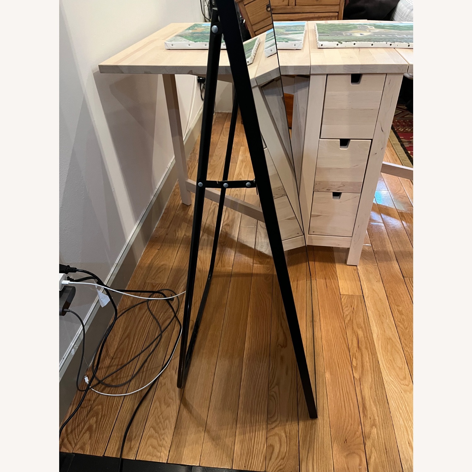 Black Metal Floor Mirror - image-2