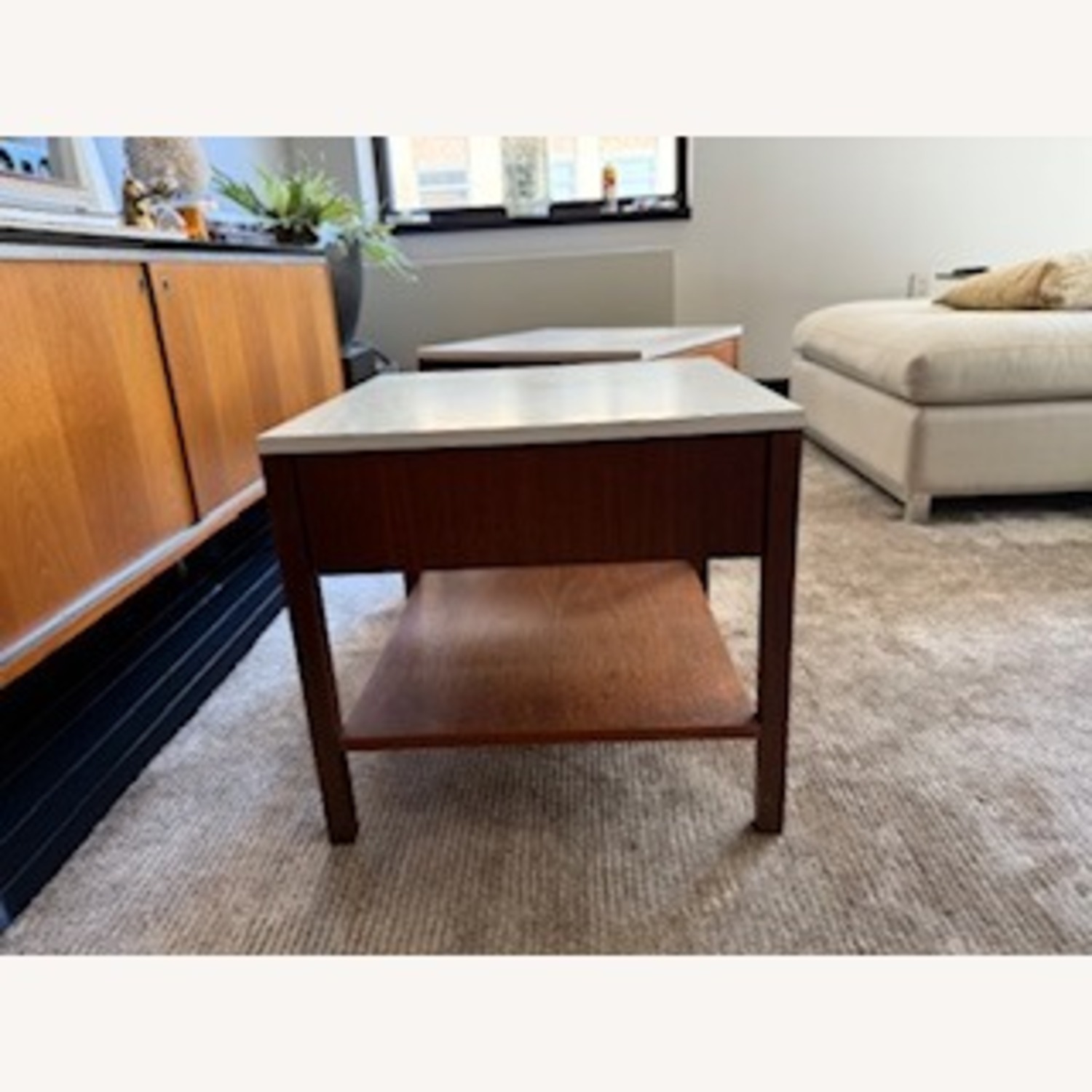 Knoll Walnut With White Laminate Top Nightstands - image-4
