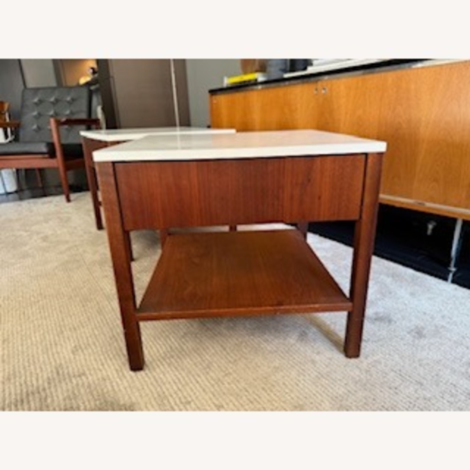 Knoll Walnut With White Laminate Top Nightstands - image-3