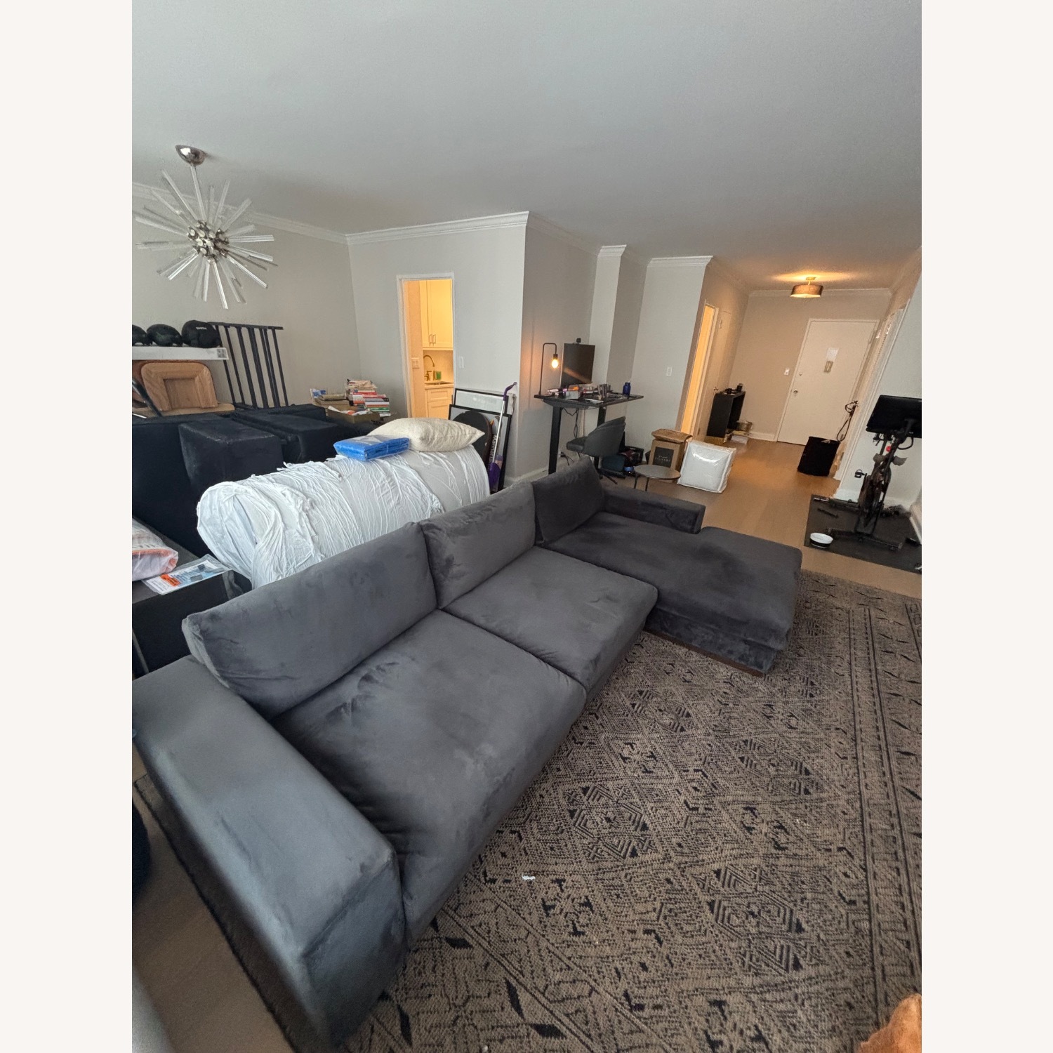 Joybird Holt Dark Gray Velvet 3+ Piece Sectional - image-4