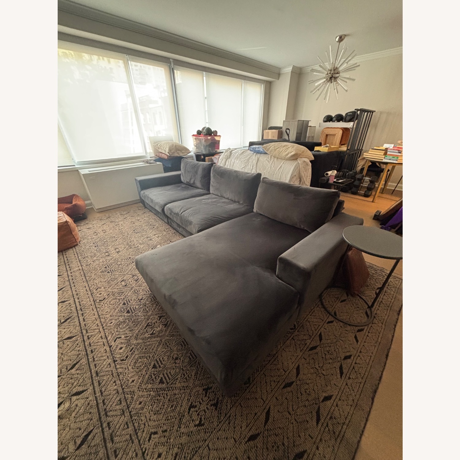 Joybird Holt Dark Gray Velvet 3+ Piece Sectional - image-3