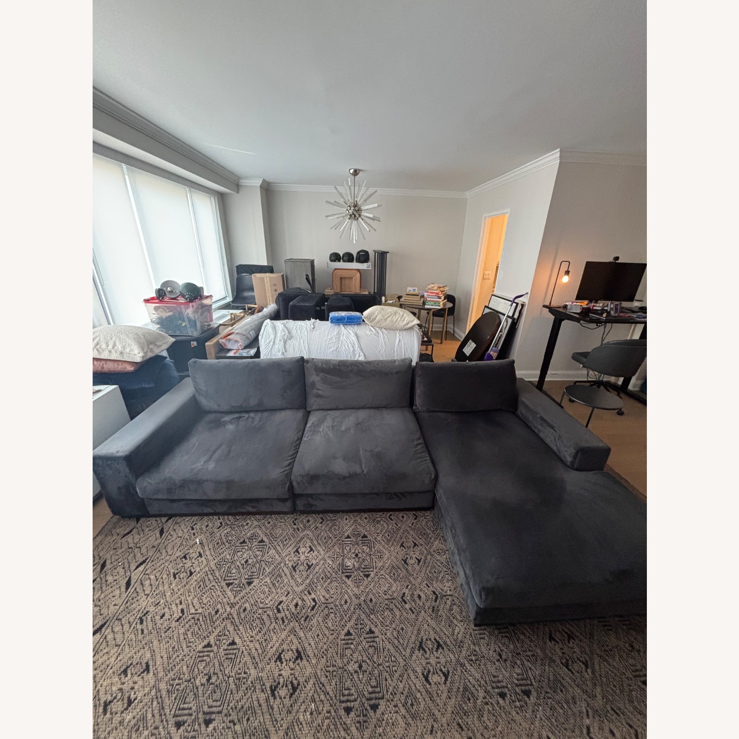 Joybird Holt Dark Gray Velvet 3+ Piece Sectional - image-2