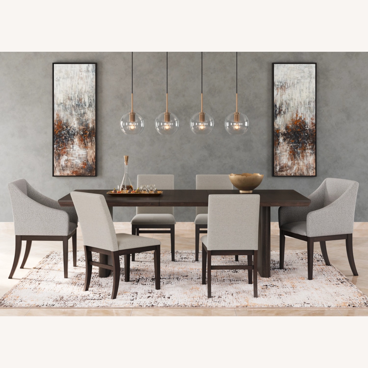 Ashley Furniture Dark Brown Wood Dining Set - image-3