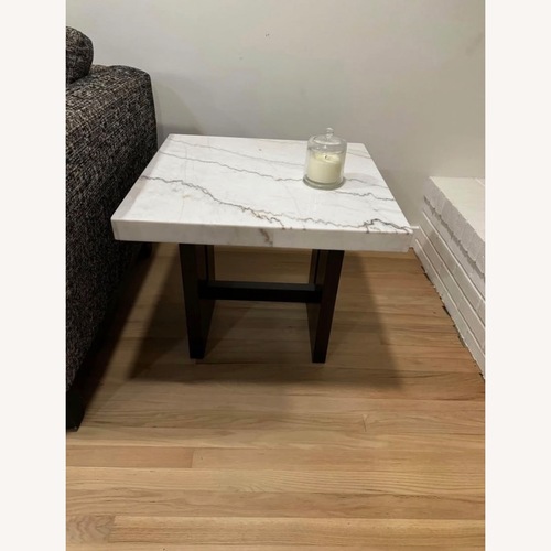 Used Burkhaus White Wood Side Table for sale on AptDeco