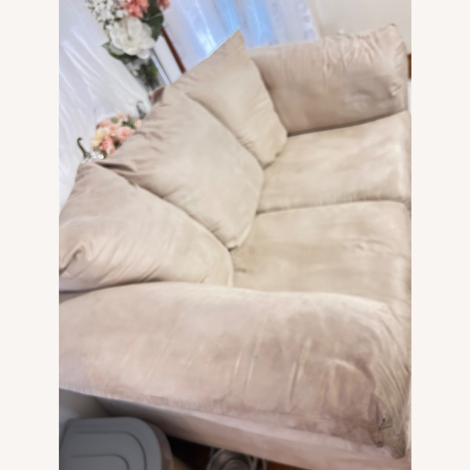 Light Brown Suede Loveseat - image-5