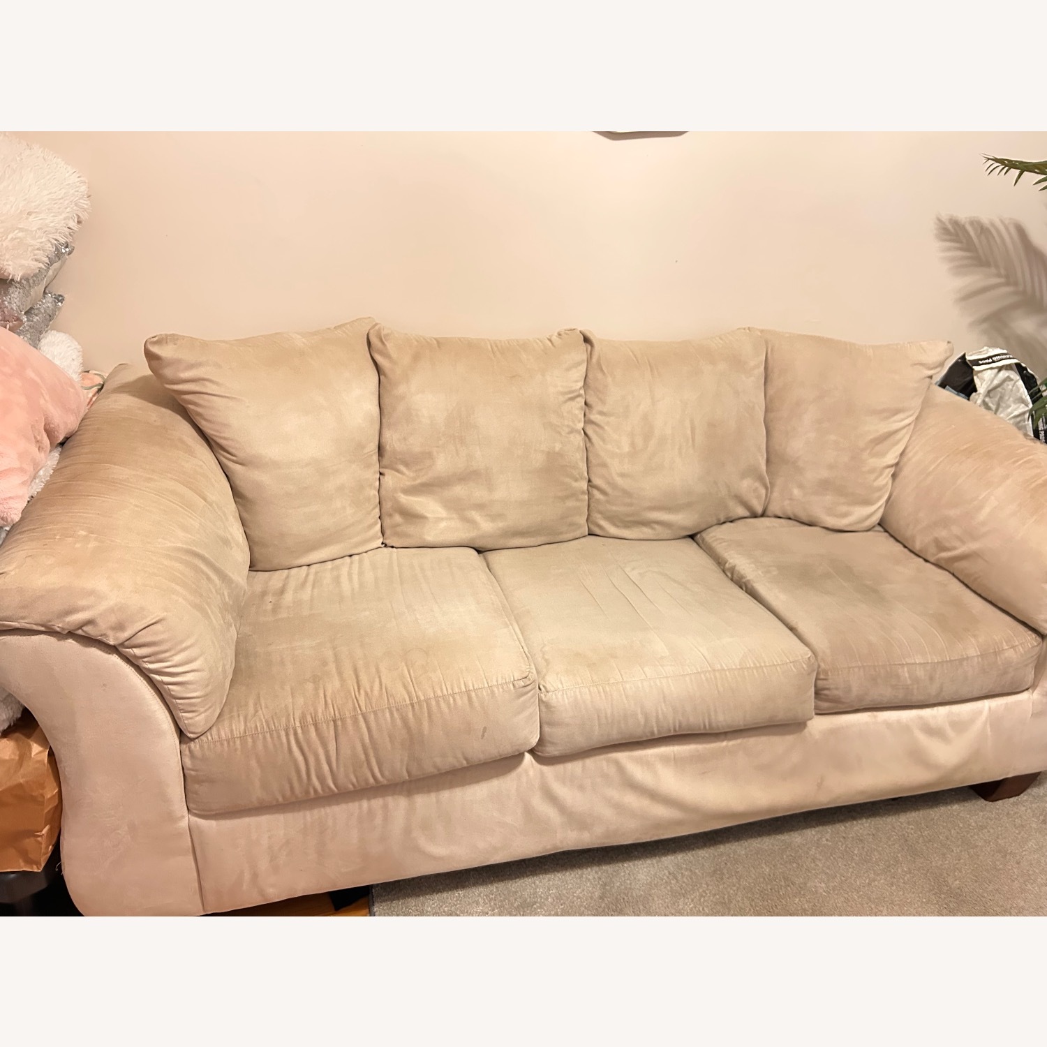 Light Brown Suede Loveseat - image-4