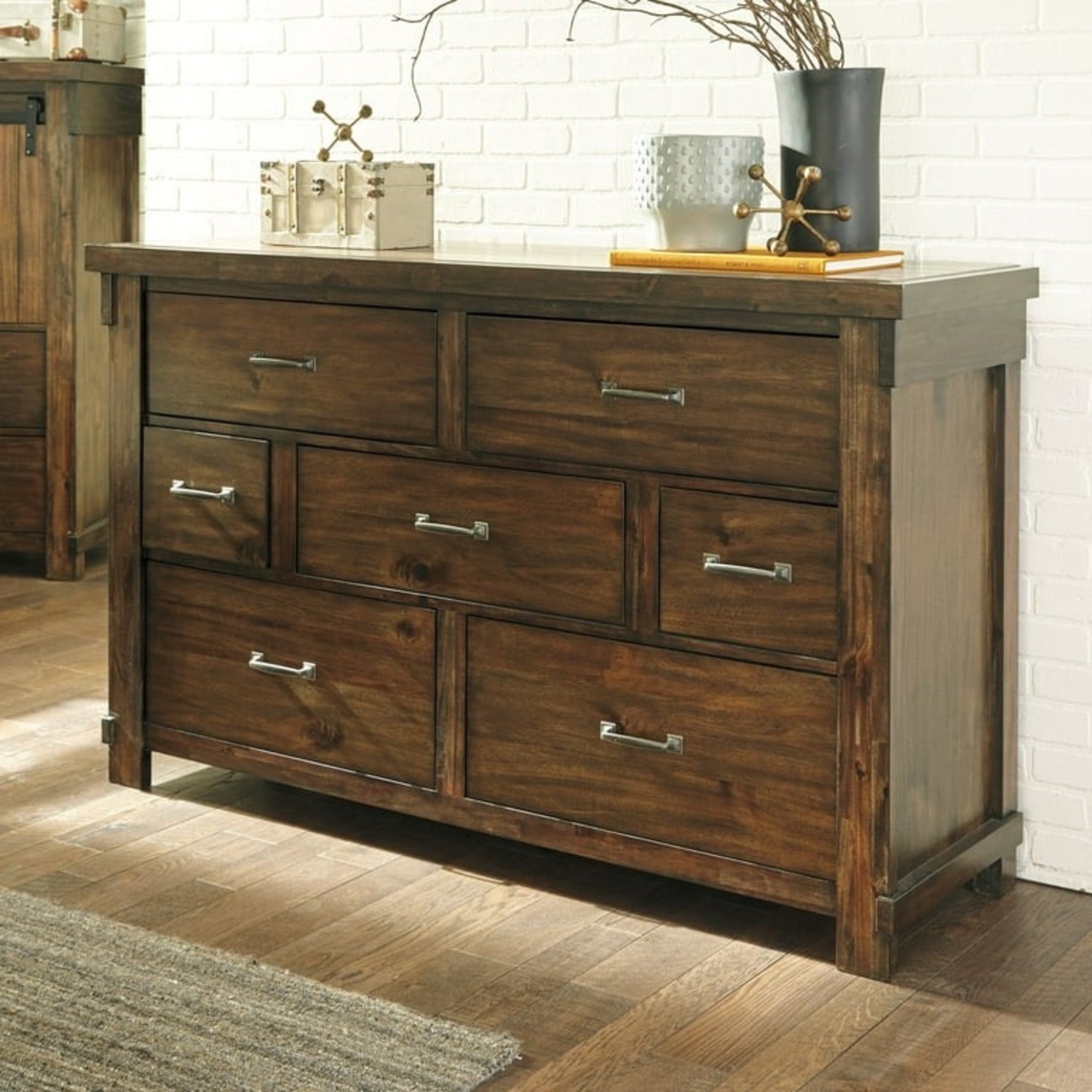 Dark Brown Wood Dresser - image-4