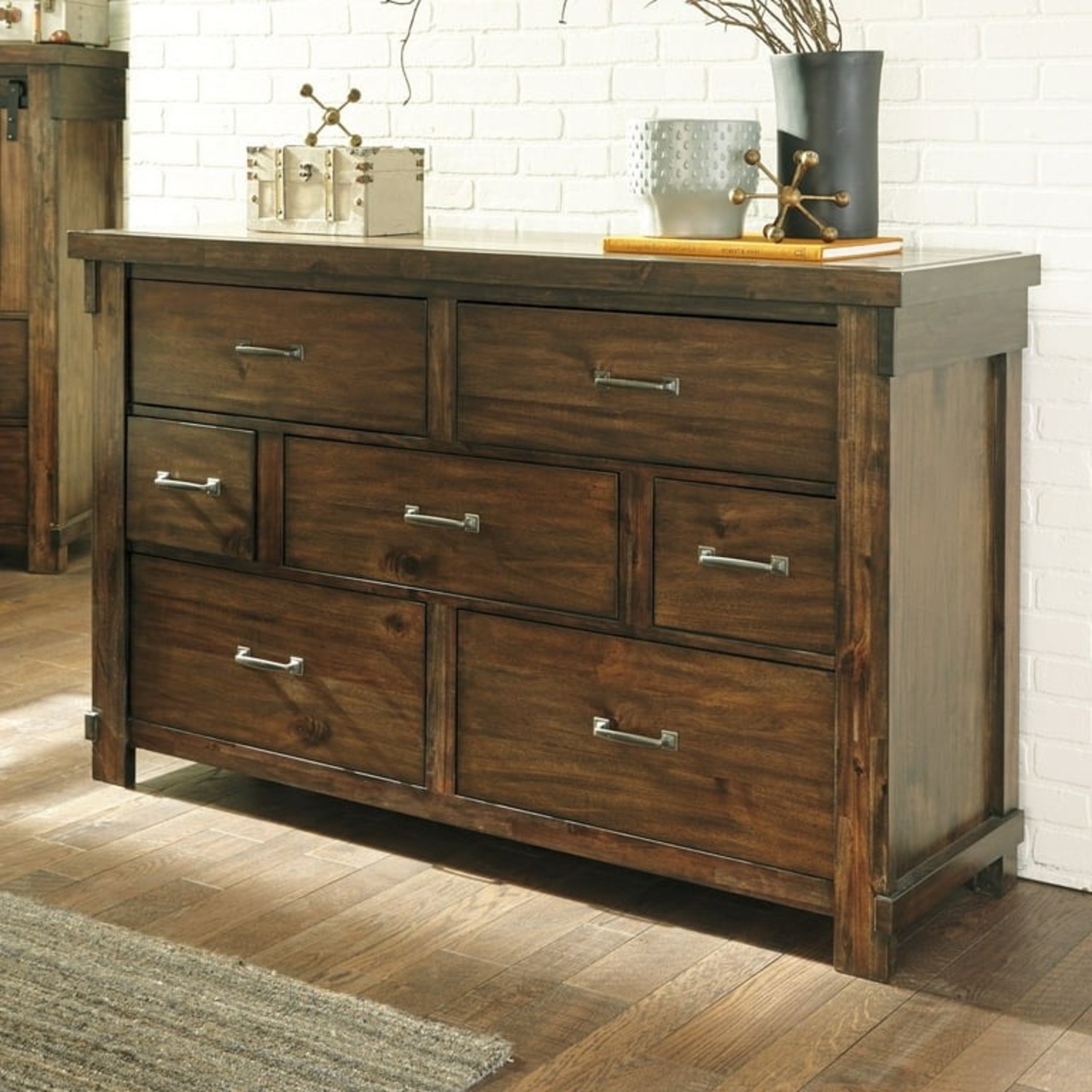Dark Brown Wood Dresser - image-3