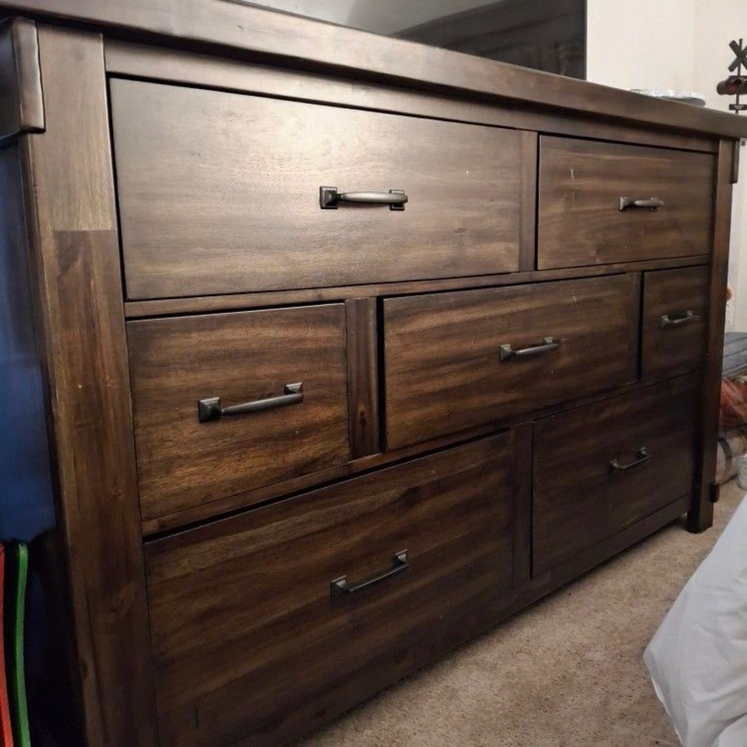 Dark Brown Wood Dresser - image-2