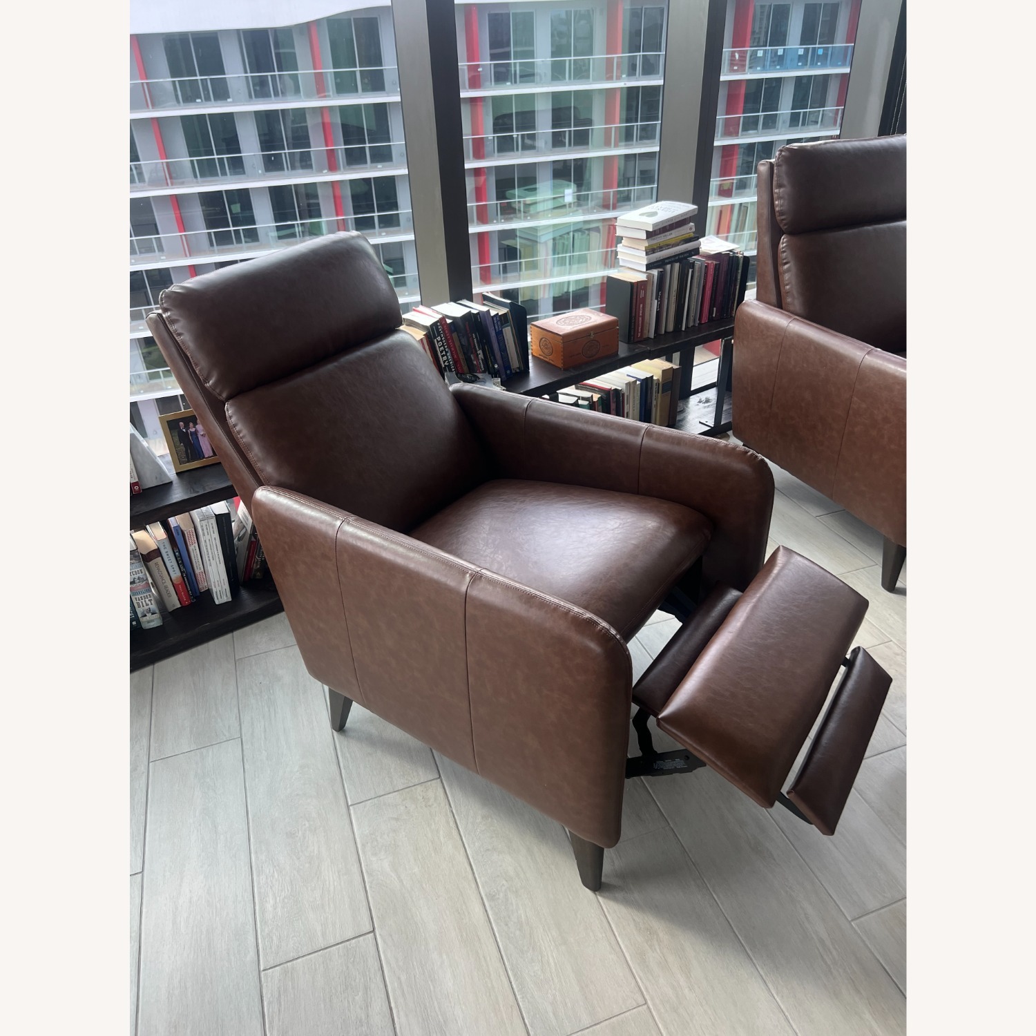West Elm Dark Brown Faux Leather Recliner - image-3