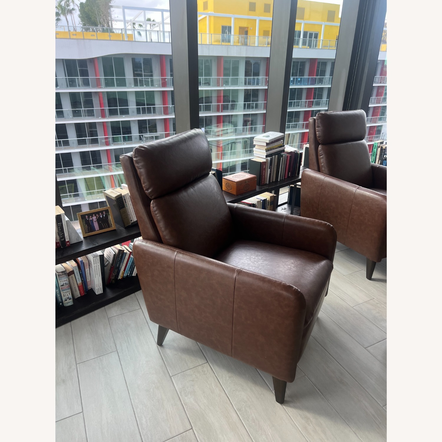 West Elm Dark Brown Faux Leather Recliner - image-2