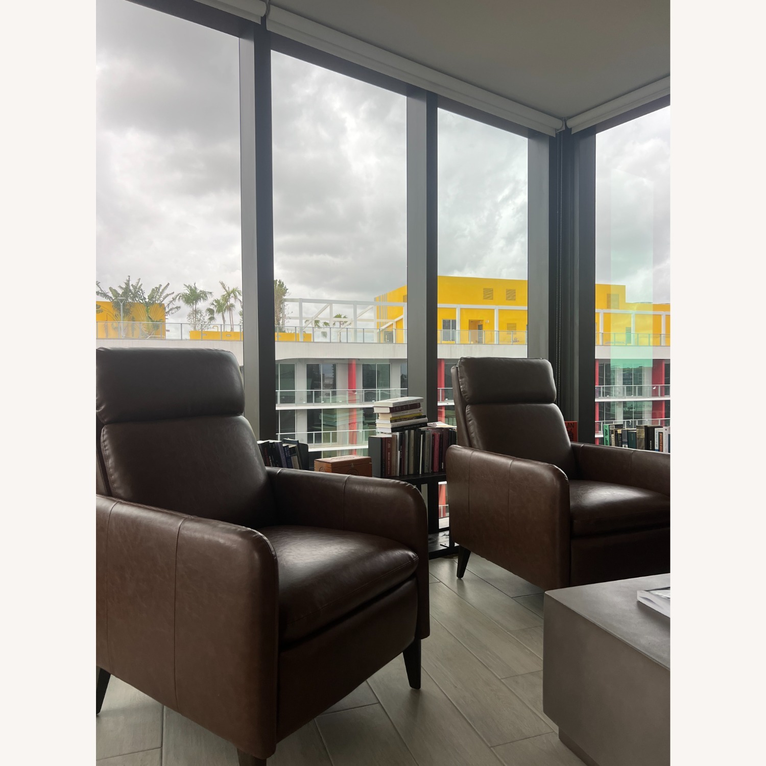 West Elm Dark Brown Faux Leather Recliner - image-1