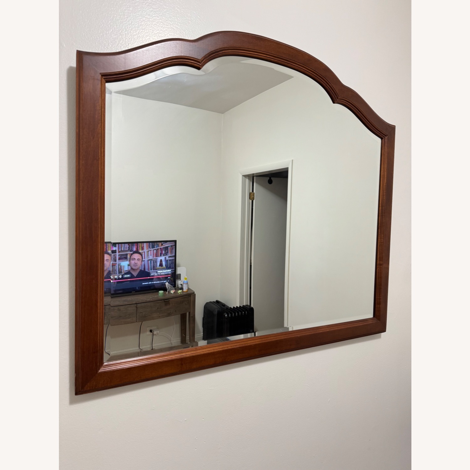 Dark Brown Wood Wall Mirror - image-1