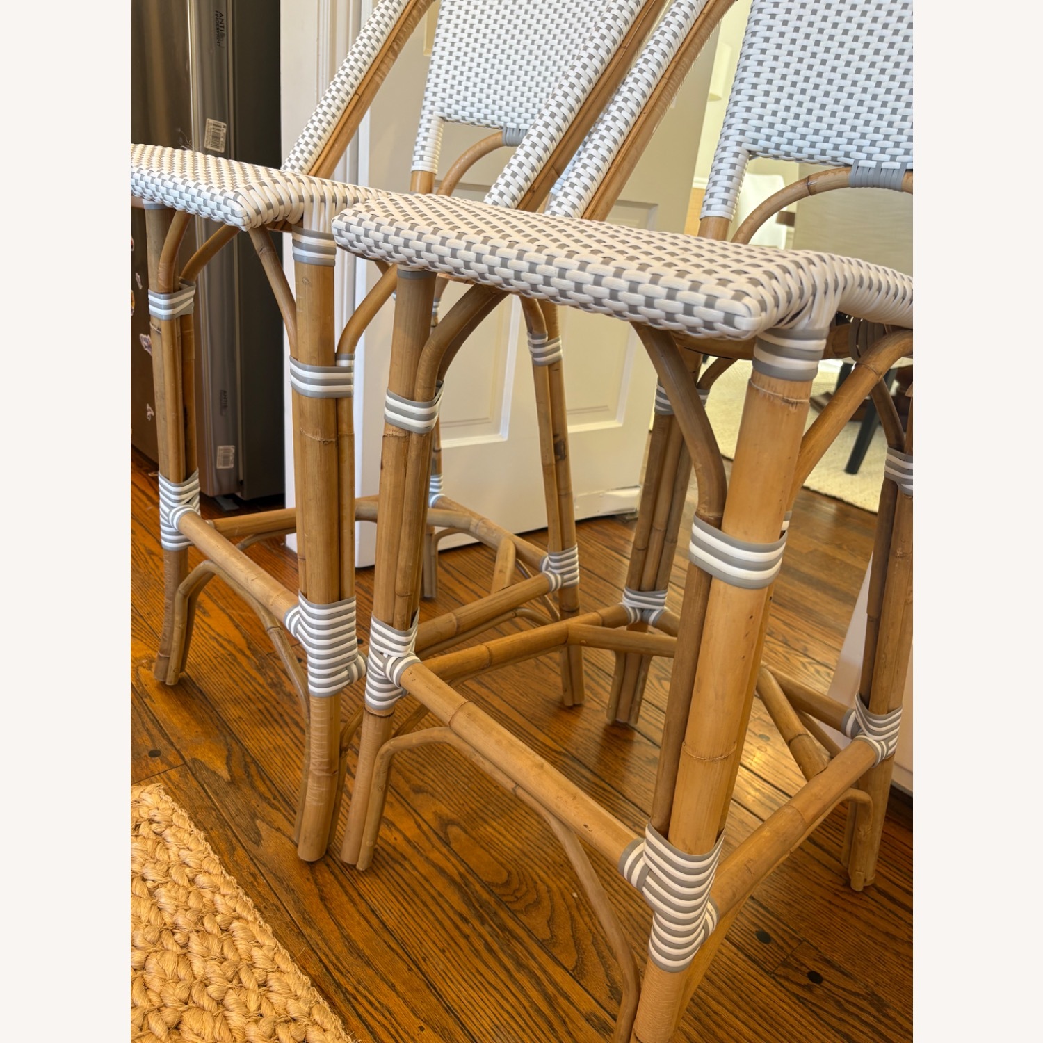 Serena & Lily Light Gray and White Stools - image-8