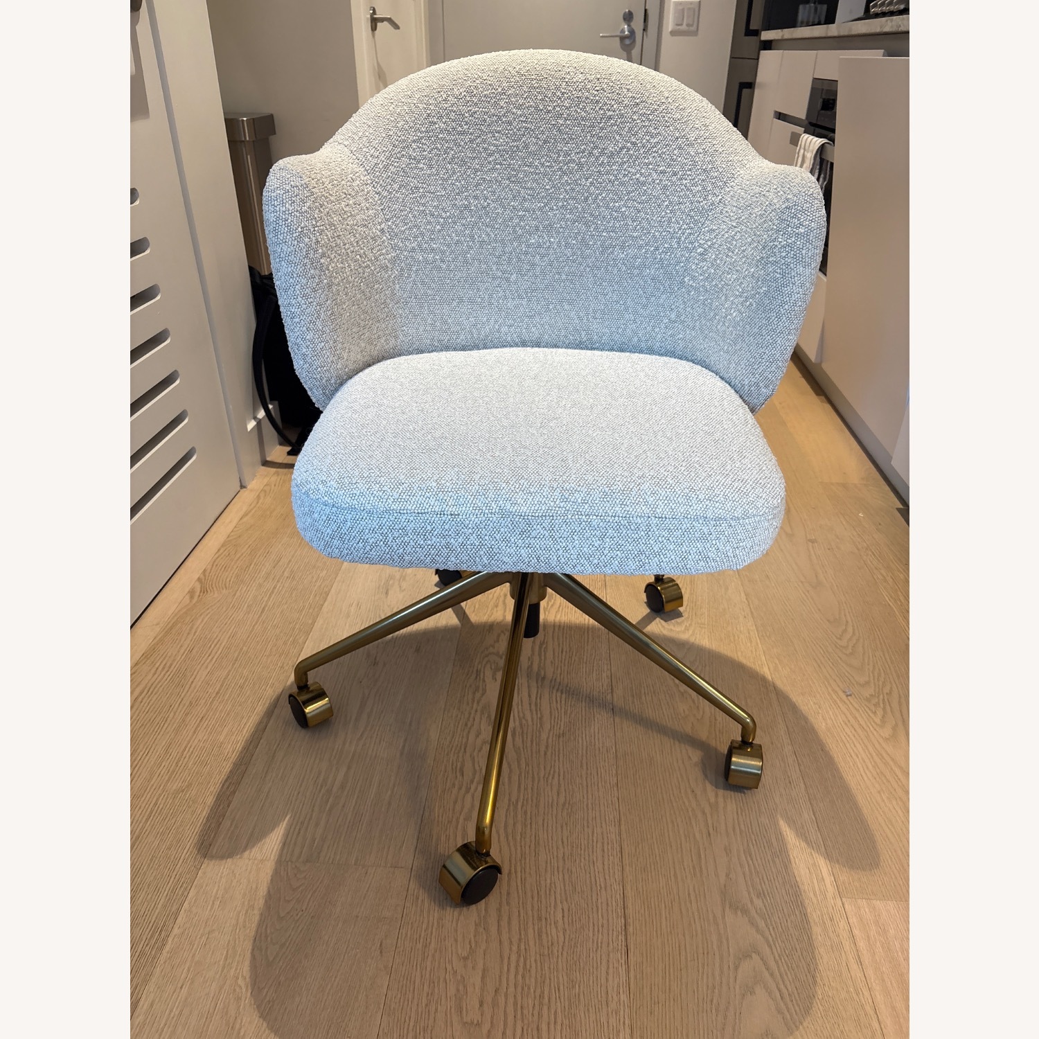 White Boucle Office Chairs - image-1