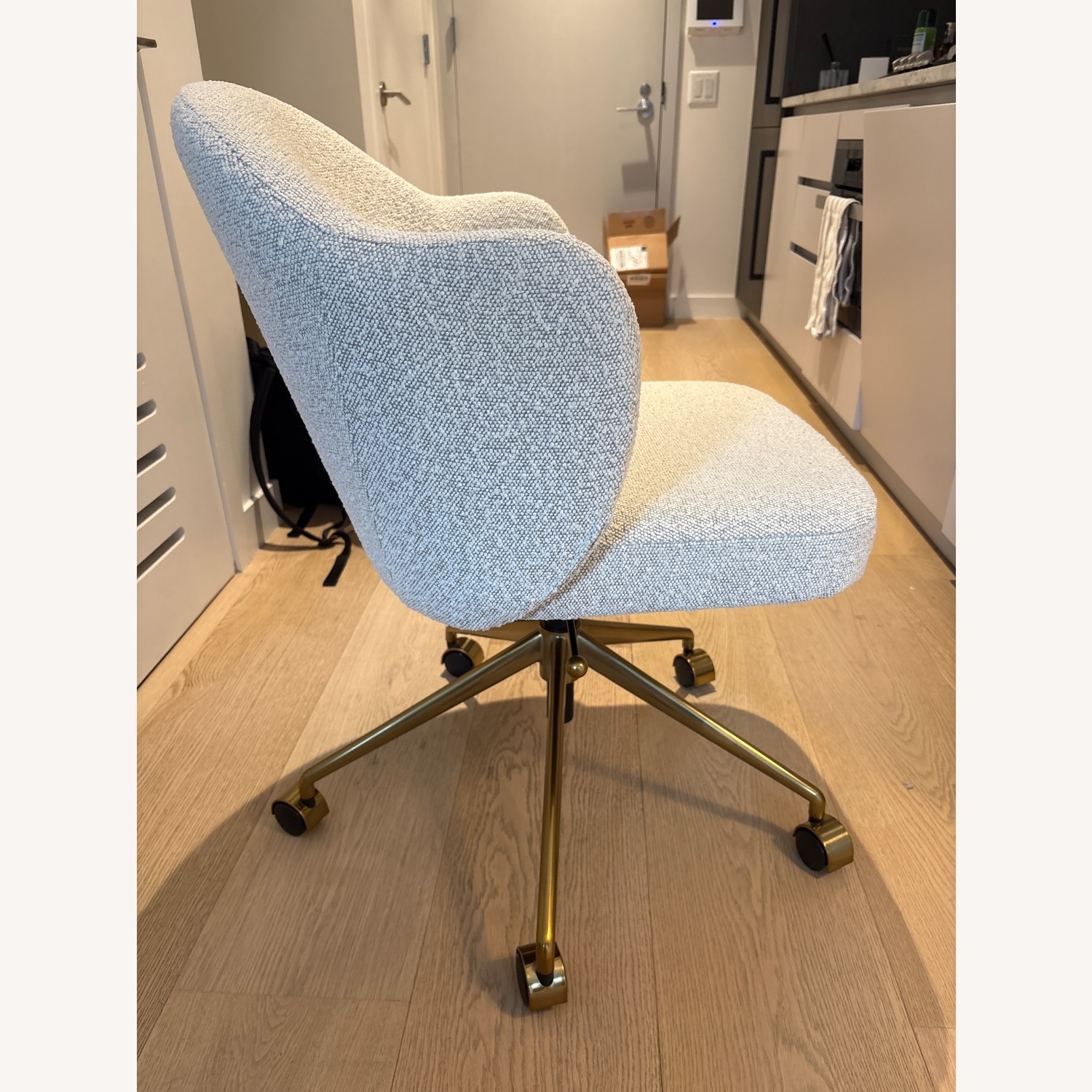 White Boucle Office Chairs - image-2